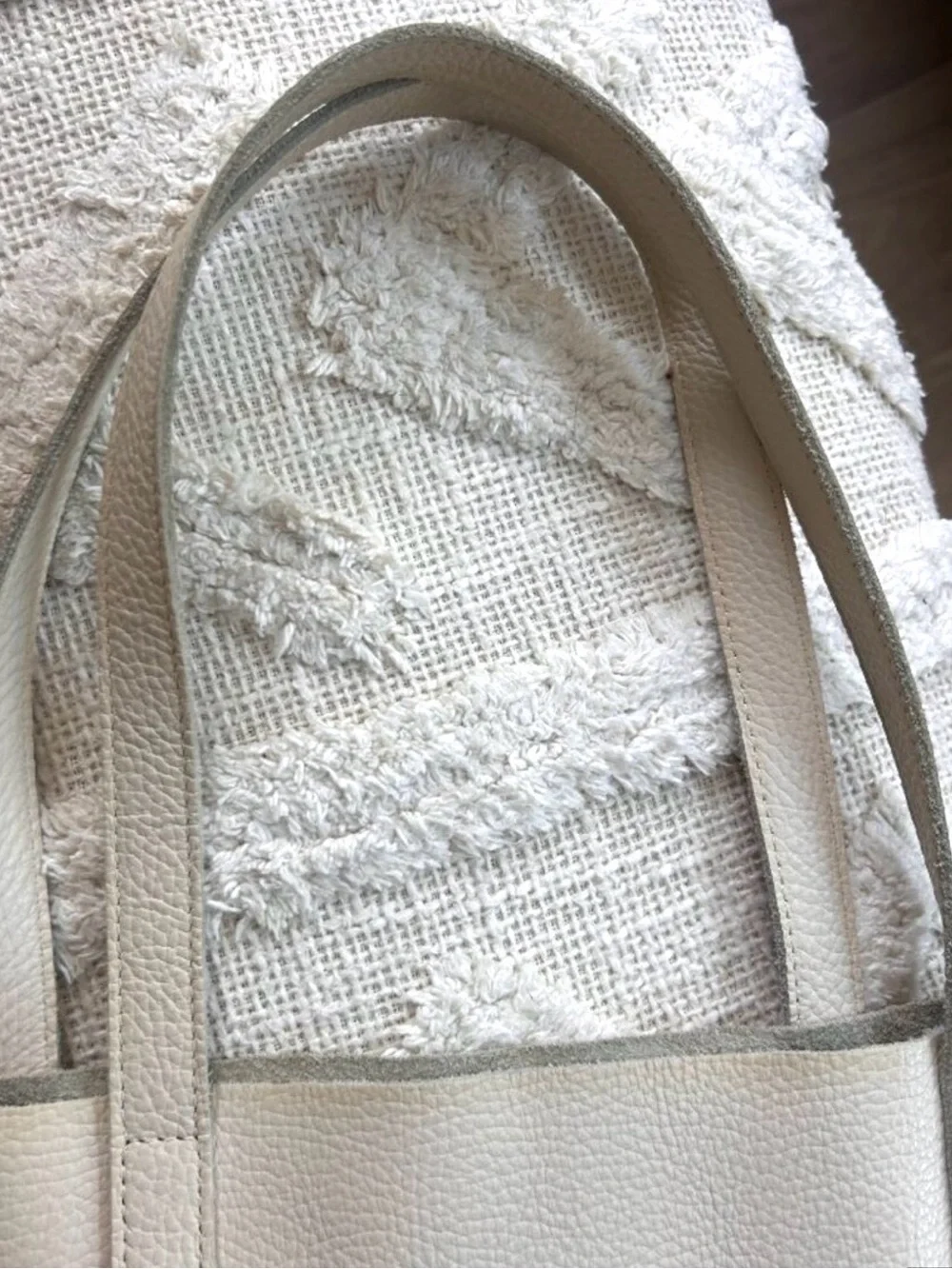 Cuyana Classic Leather Tote Ivory Pebbled Leather Large